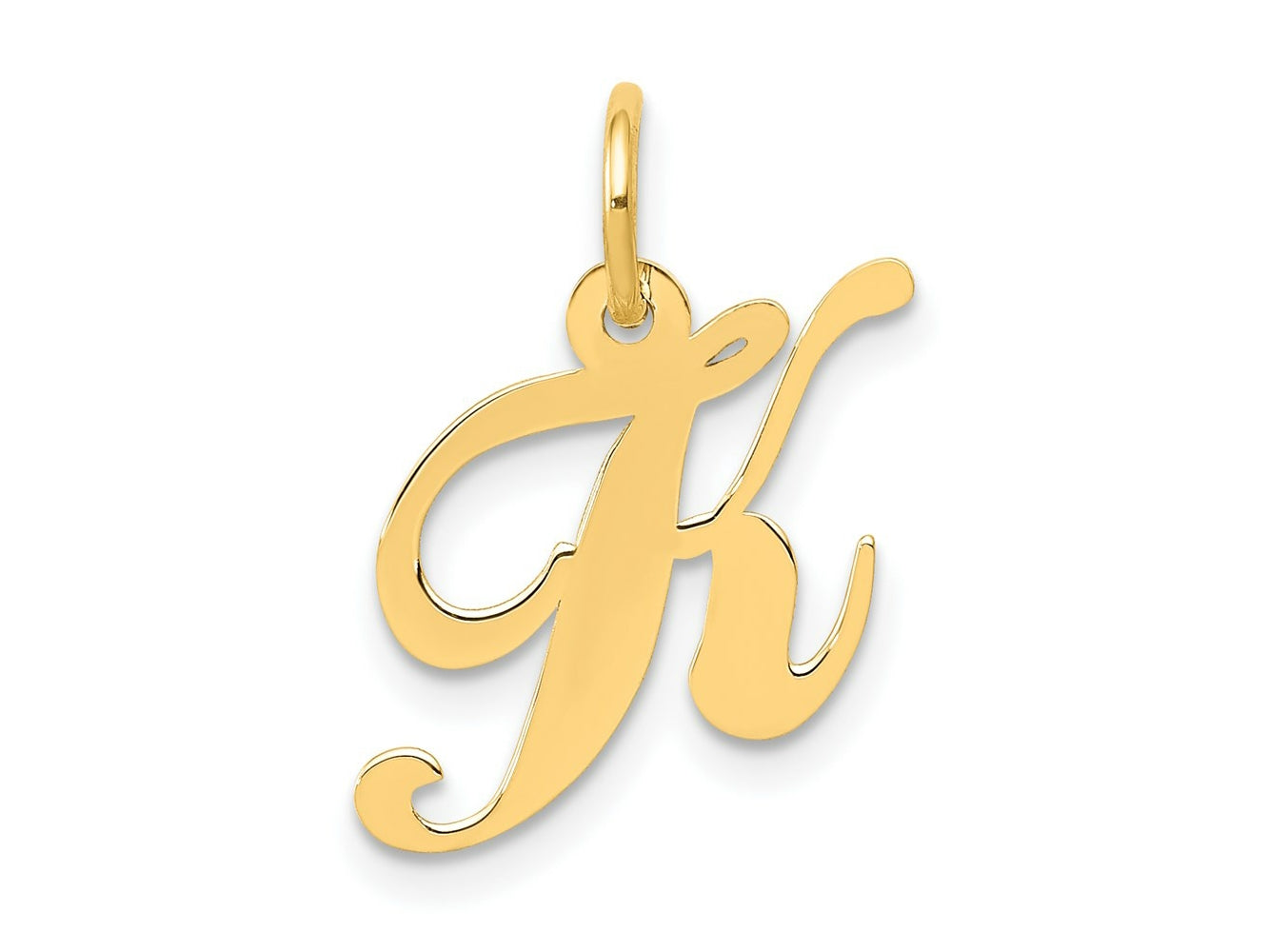 FJC Finejewelers 14 kt Yellow Gold Small Fancy Script Letter K Initial Charm