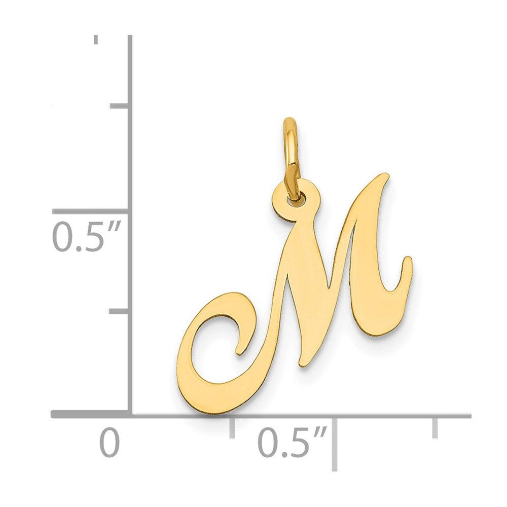 FJC Finejewelers 14 kt Yellow Gold Small Fancy Script Letter M Initial Charm