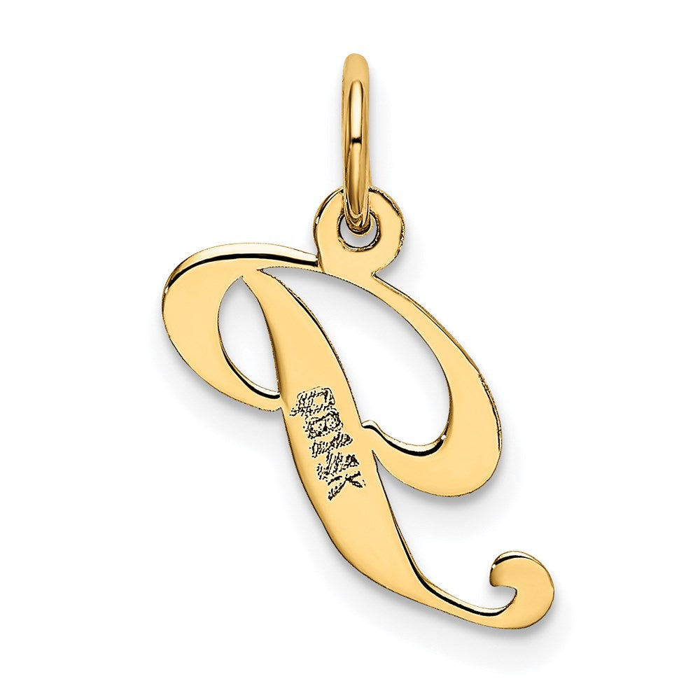 FJC Finejewelers 14 kt Yellow Gold Small Fancy Script Letter P Initial Charm