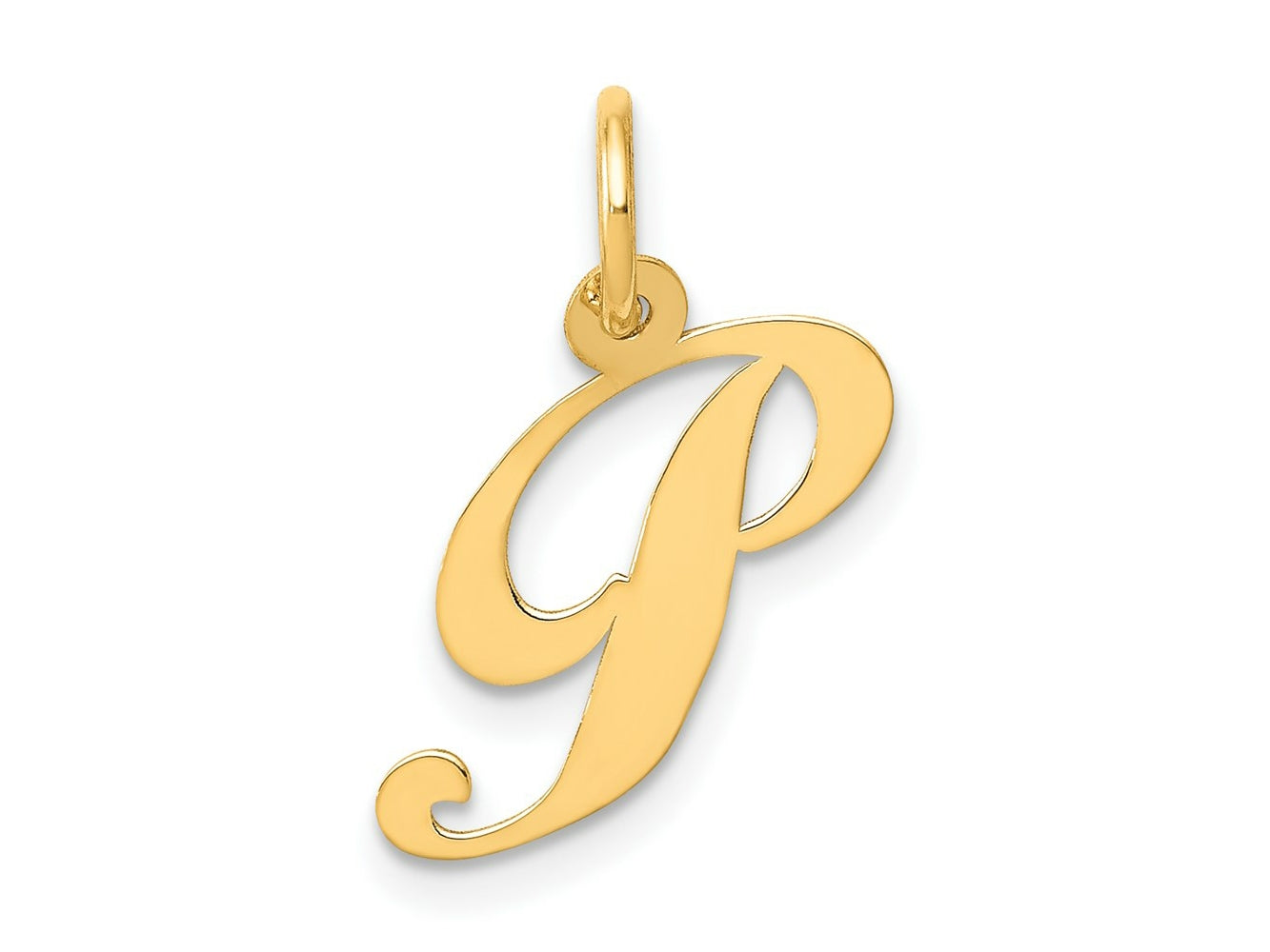 FJC Finejewelers 14 kt Yellow Gold Small Fancy Script Letter P Initial Charm