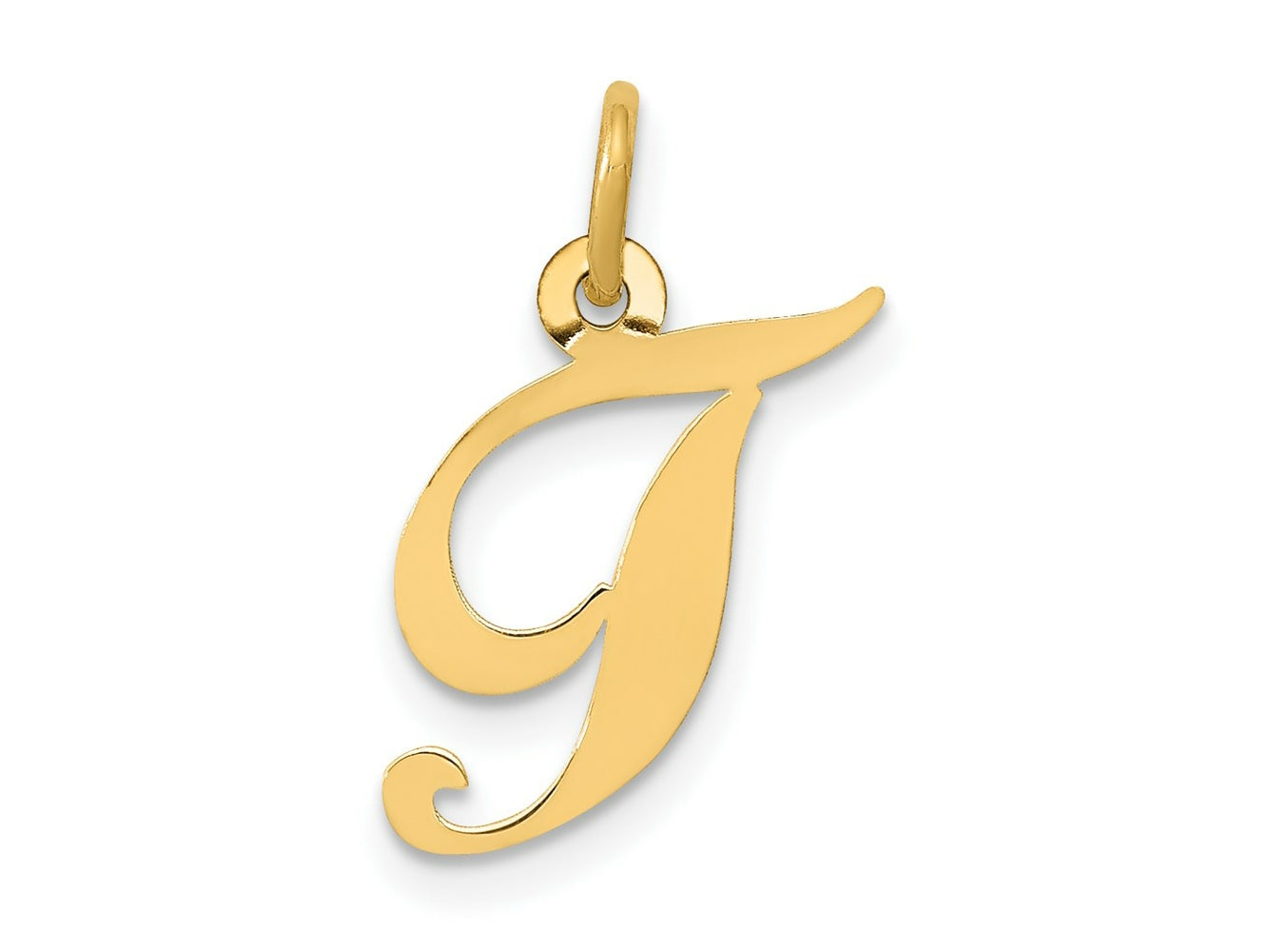 FJC Finejewelers 14 kt Yellow Gold Small Fancy Script Letter T Initial Charm