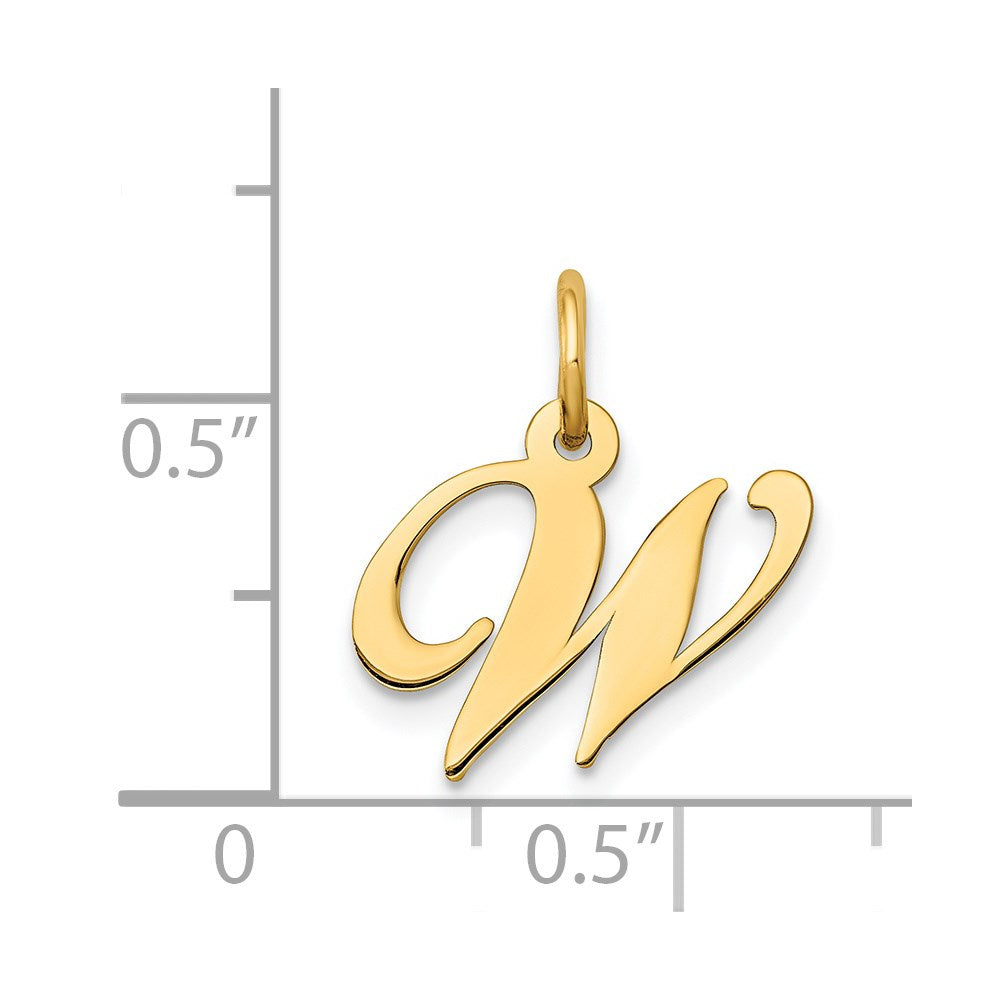 FJC Finejewelers 14 kt Yellow Gold Small Fancy Script Letter W Initial Charm