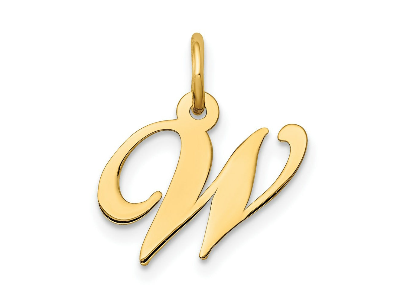 FJC Finejewelers 14 kt Yellow Gold Small Fancy Script Letter W Initial Charm