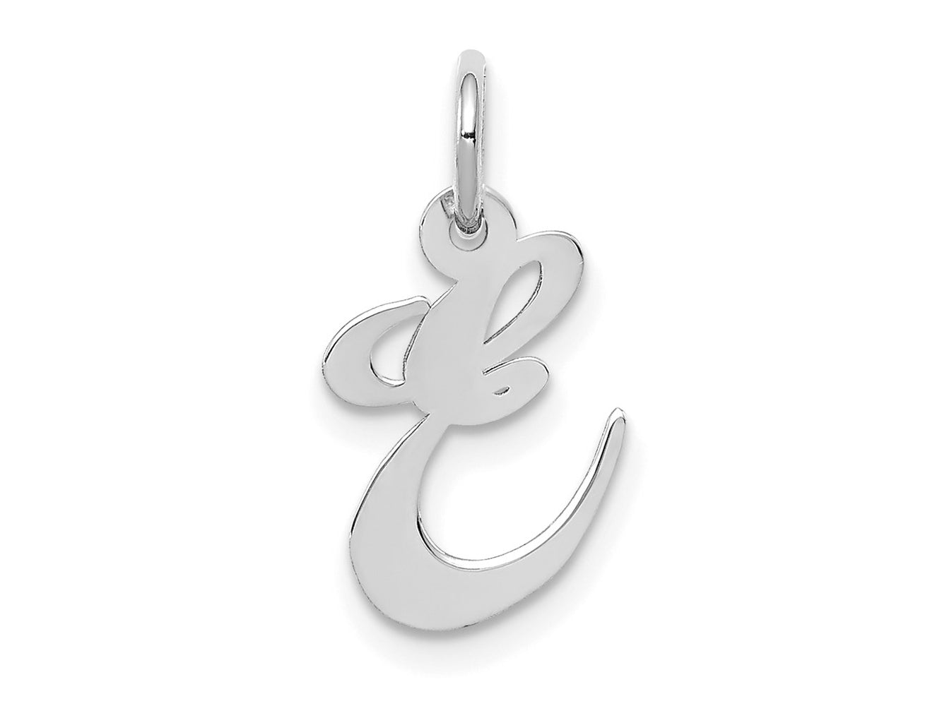 FJC Finejewelers 14 kt White Gold Small Fancy Script Letter E Initial Charm