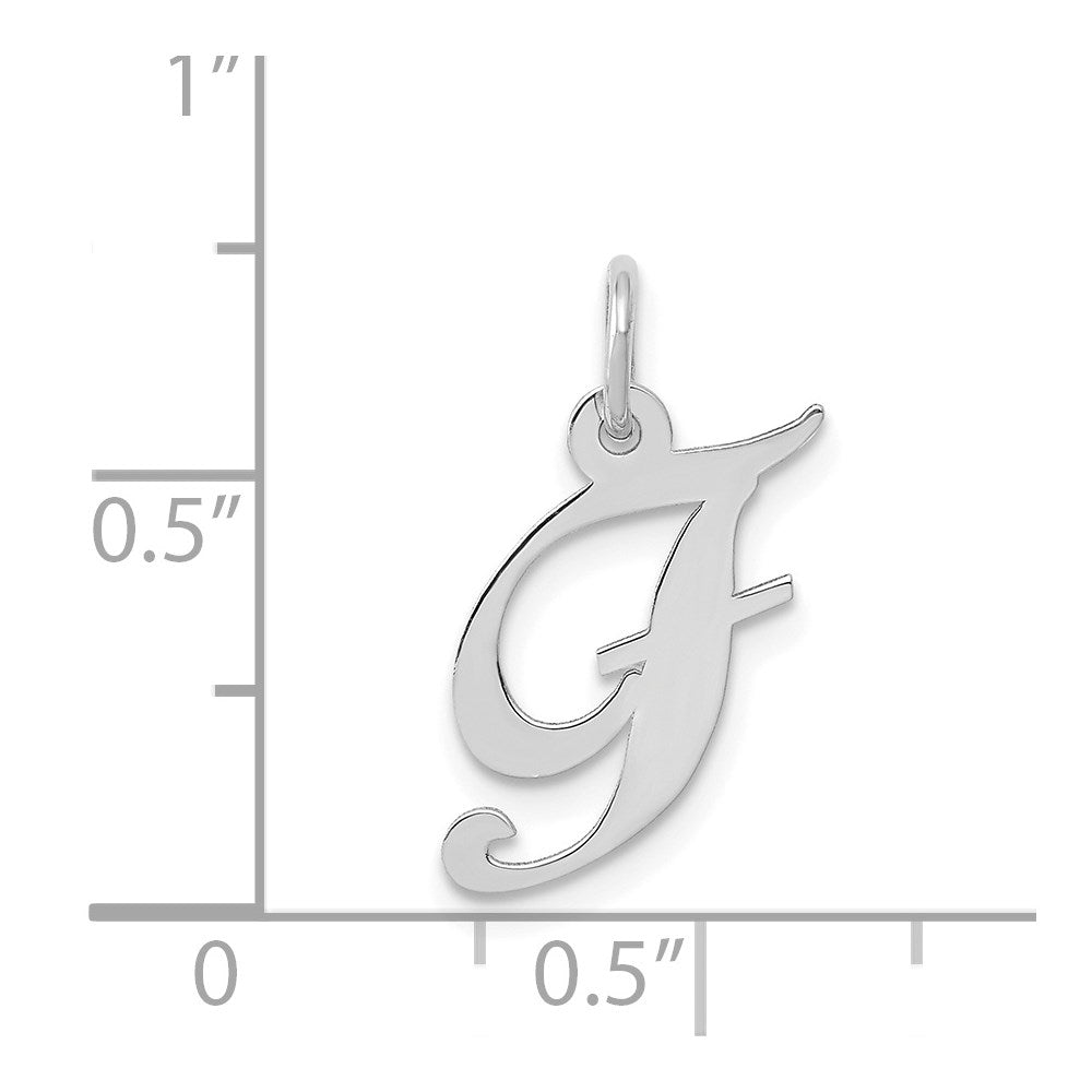 FJC Finejewelers 14 kt White Gold Small Fancy Script Letter F Initial Charm