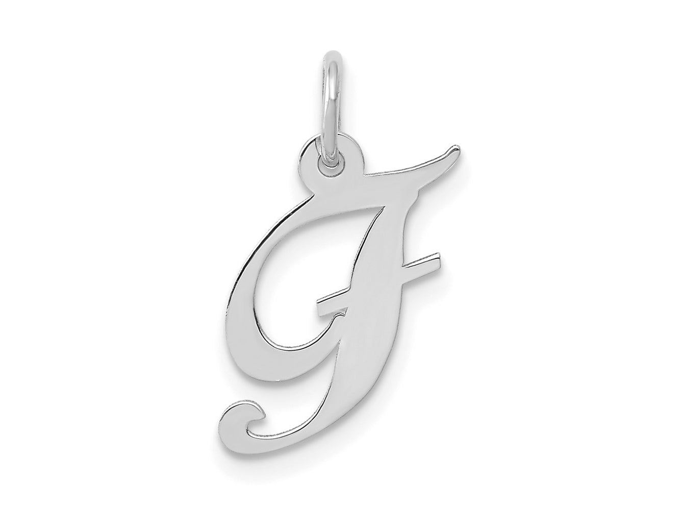 FJC Finejewelers 14 kt White Gold Small Fancy Script Letter F Initial Charm