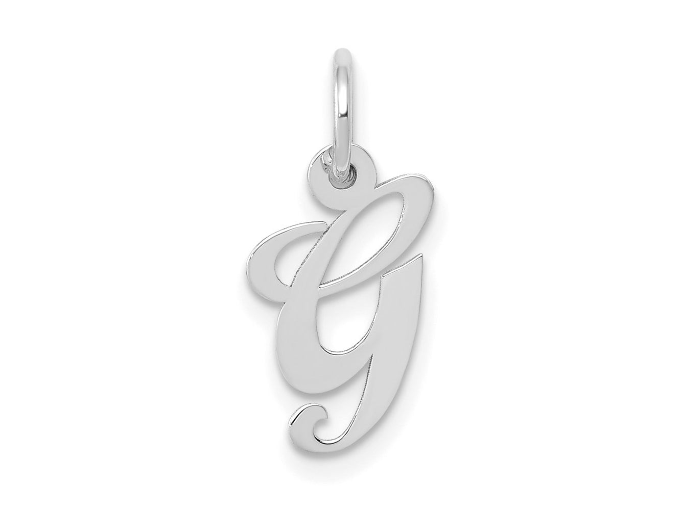 FJC Finejewelers 14 kt White Gold Small Fancy Script Letter G Initial Charm