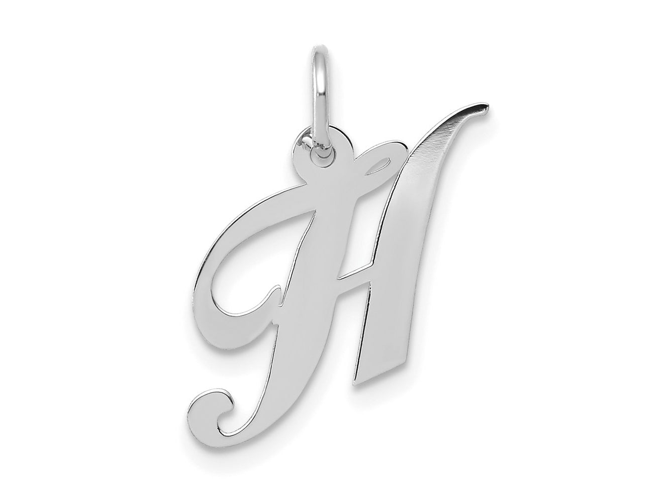 FJC Finejewelers 14 kt White Gold Small Fancy Script Letter H Initial Charm