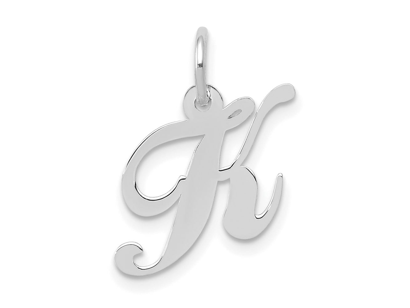 FJC Finejewelers 14 kt White Gold Small Fancy Script Letter K Initial Charm