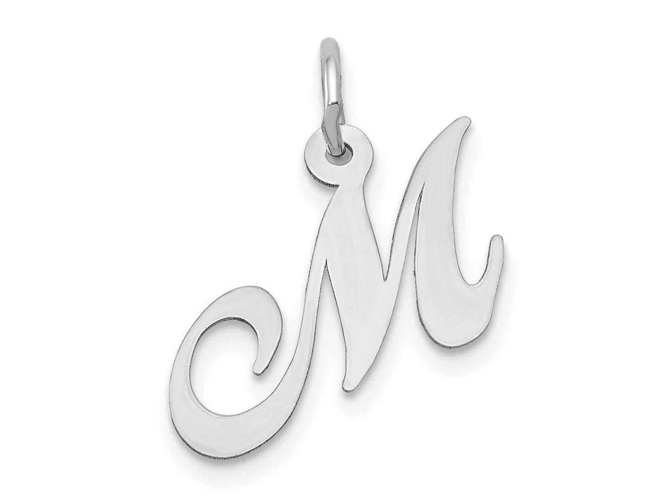 FJC Finejewelers 14 kt White Gold Small Fancy Script Letter M Initial Charm
