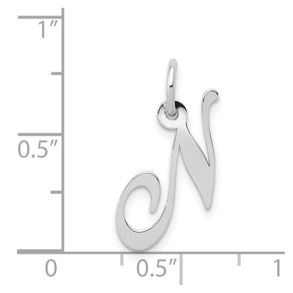 FJC Finejewelers 14 kt White Gold Small Fancy Script Letter N Initial Charm