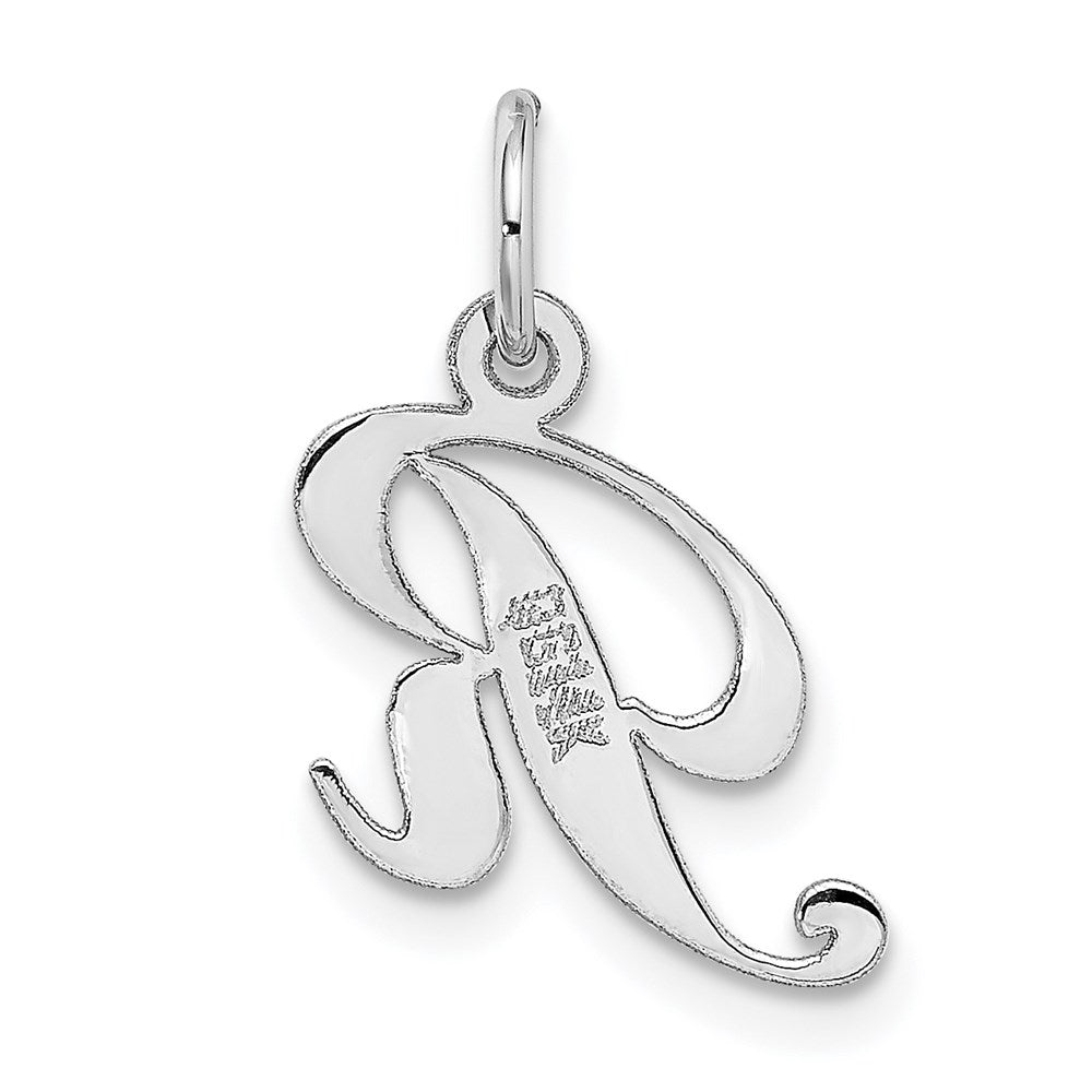 FJC Finejewelers 14 kt White Gold Small Fancy Script Letter R Initial Charm