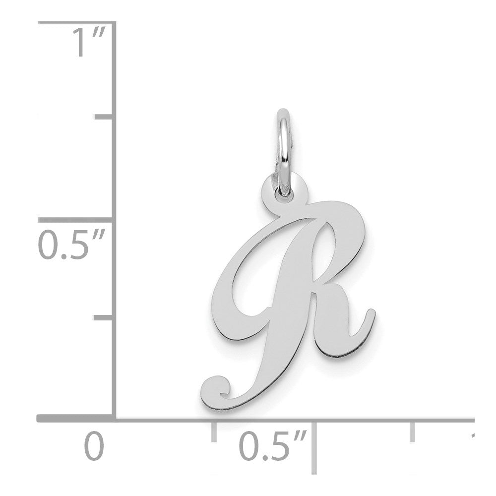 FJC Finejewelers 14 kt White Gold Small Fancy Script Letter R Initial Charm