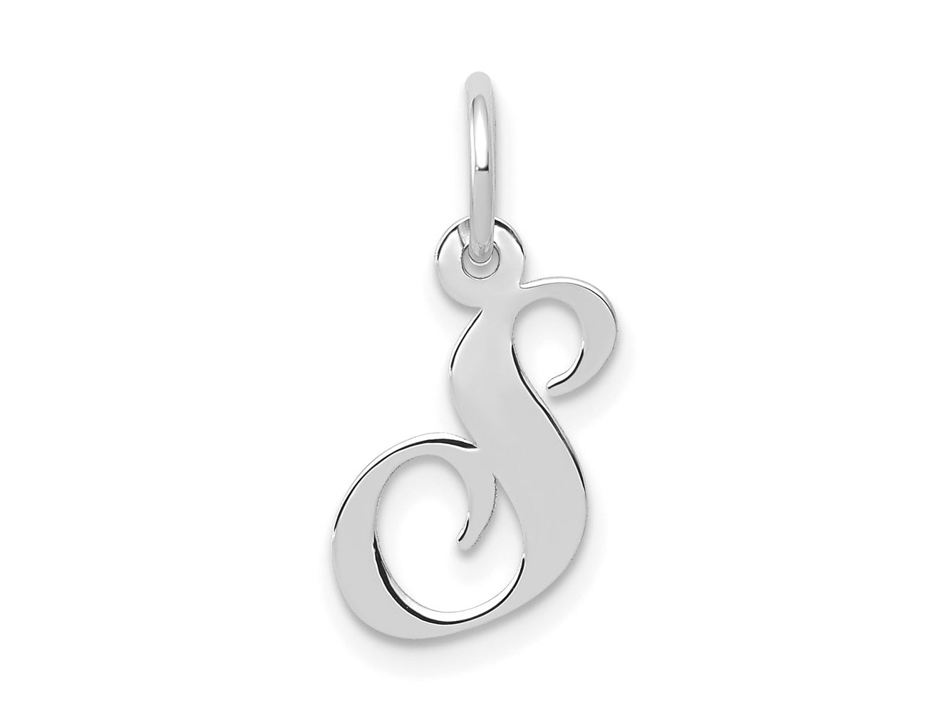 FJC Finejewelers 14 kt White Gold Small Fancy Script Letter S Initial Charm