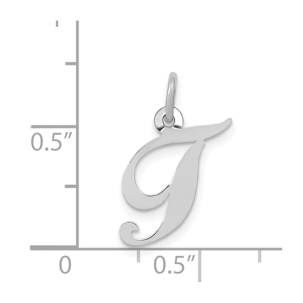 FJC Finejewelers 14 kt White Gold Small Fancy Script Letter T Initial Charm