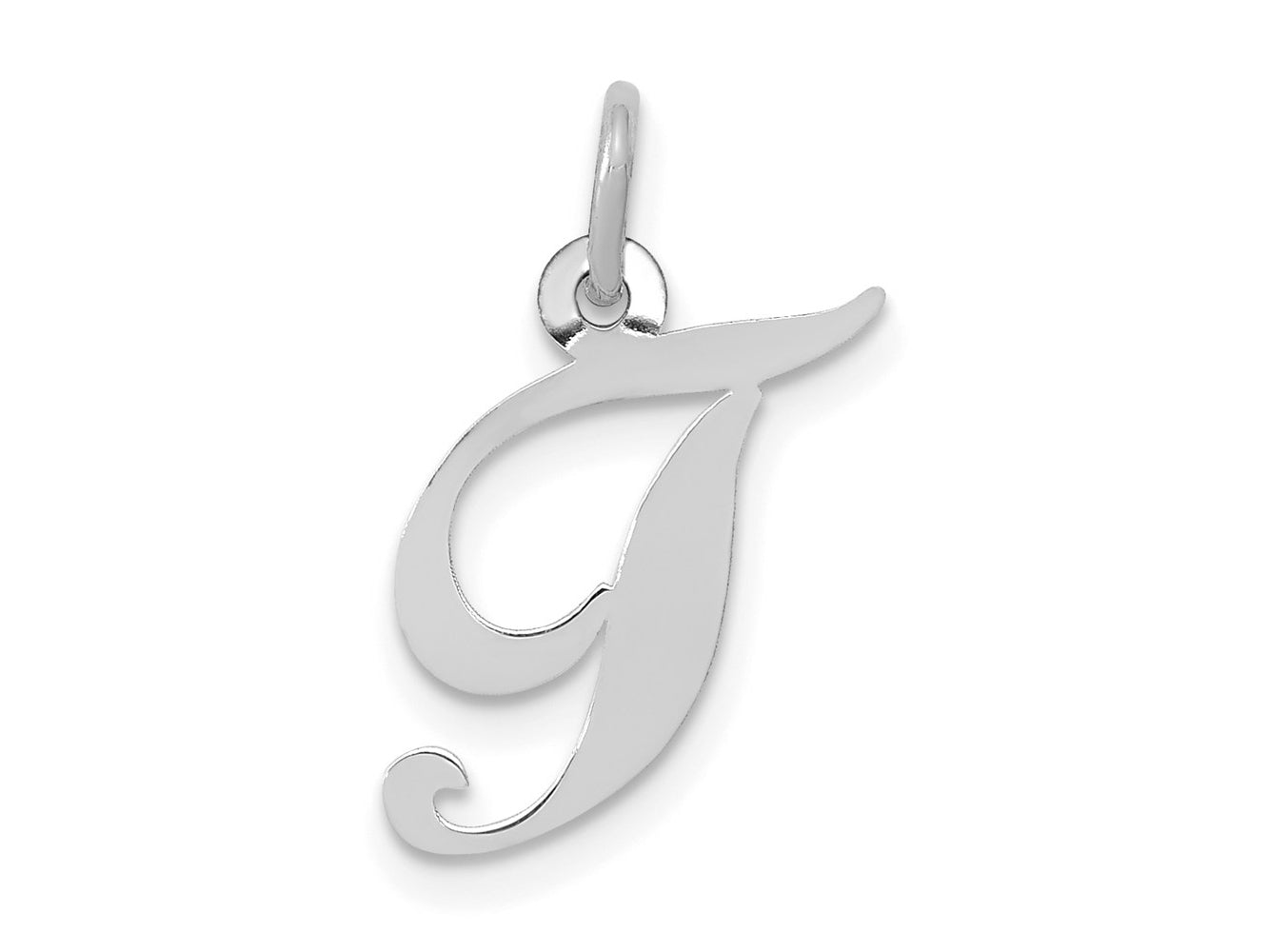 FJC Finejewelers 14 kt White Gold Small Fancy Script Letter T Initial Charm