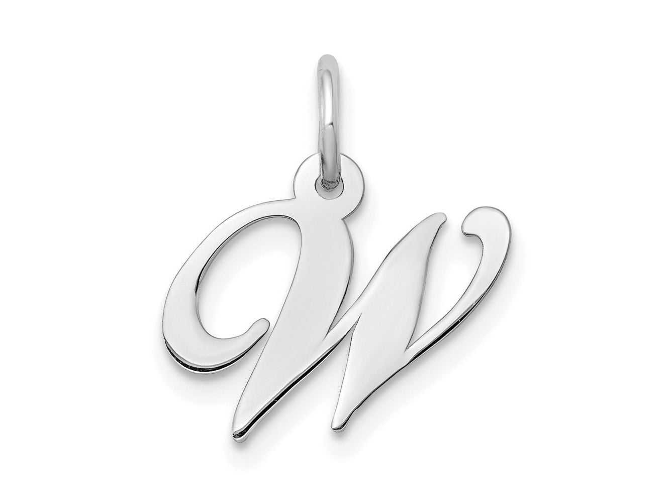 FJC Finejewelers 14 kt White Gold Small Fancy Script Letter W Initial Charm