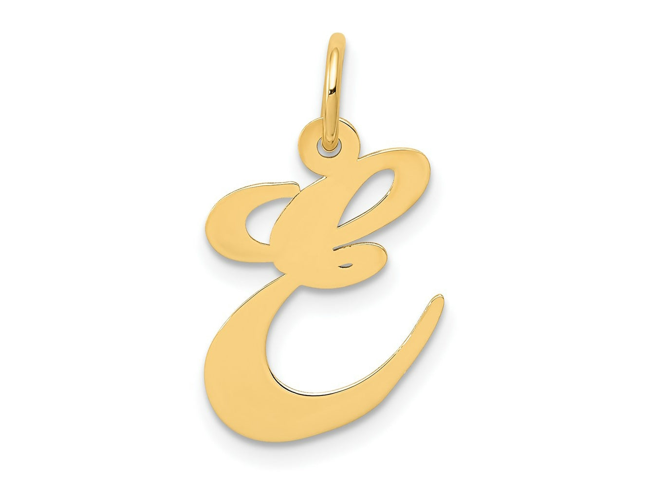 FJC Finejewelers 14 kt Yellow Gold Medium Fancy Script Letter E Initial Charm