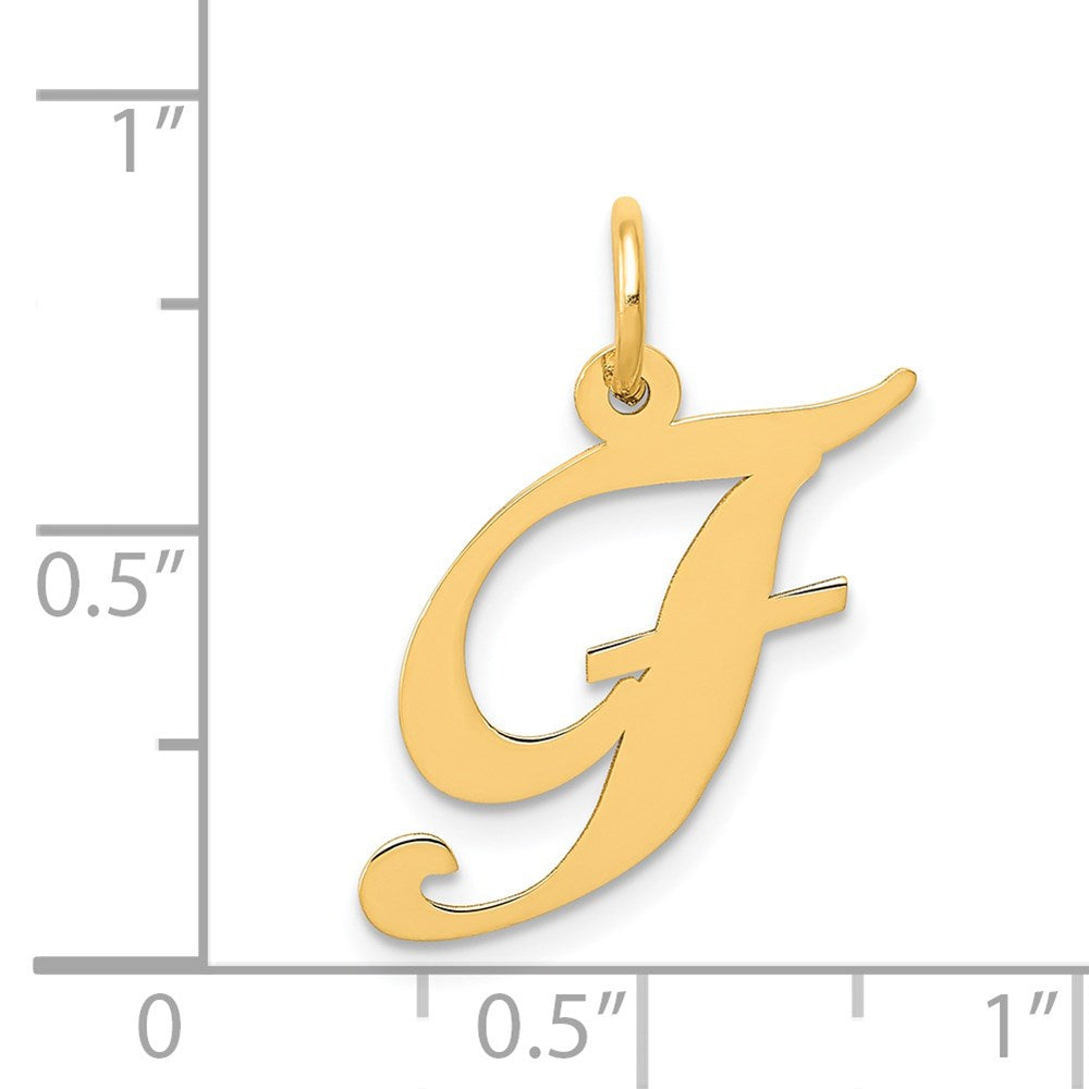 FJC Finejewelers 14 kt Yellow Gold Medium Fancy Script Letter F Initial Charm