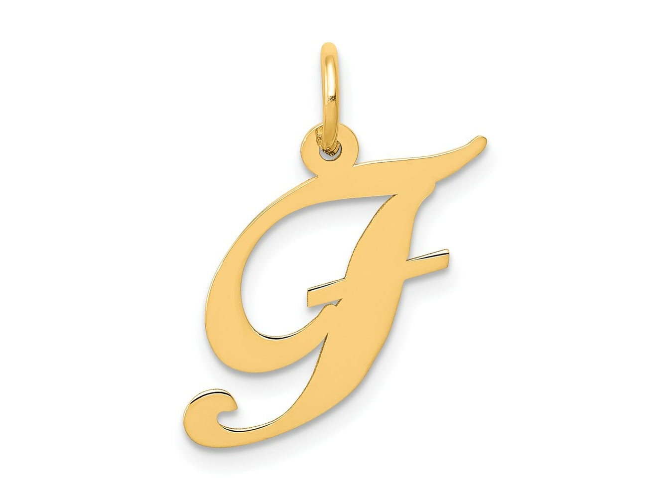 FJC Finejewelers 14 kt Yellow Gold Medium Fancy Script Letter F Initial Charm