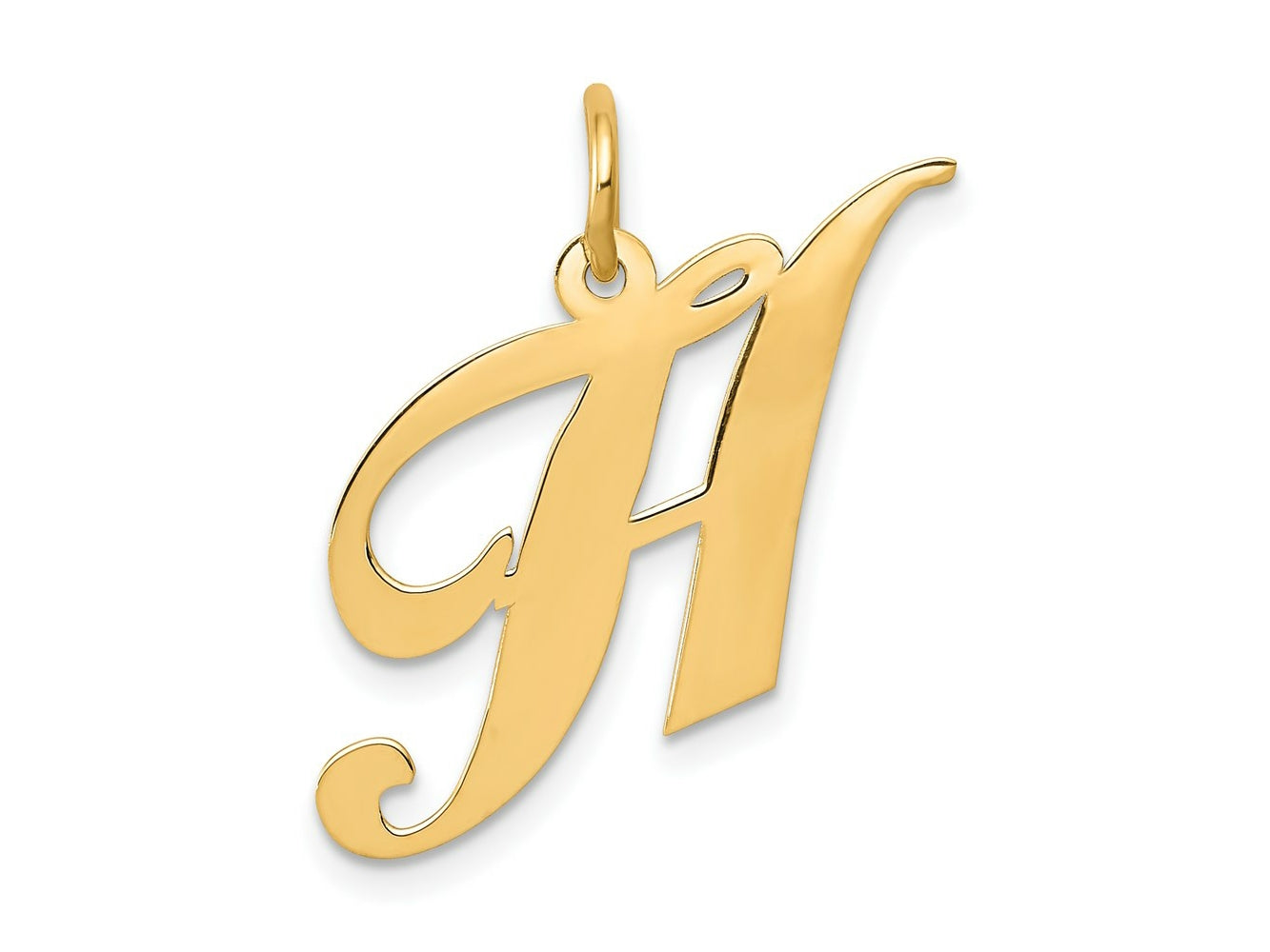 FJC Finejewelers 14 kt Yellow Gold Medium Fancy Script Letter H Initial Charm