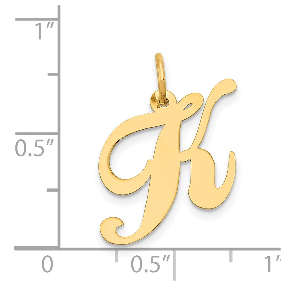 FJC Finejewelers 14 kt Yellow Gold Medium Fancy Script Letter K Initial Charm