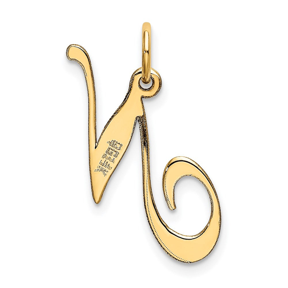 FJC Finejewelers 14 kt Yellow Gold Medium Fancy Script Letter N Initial Charm