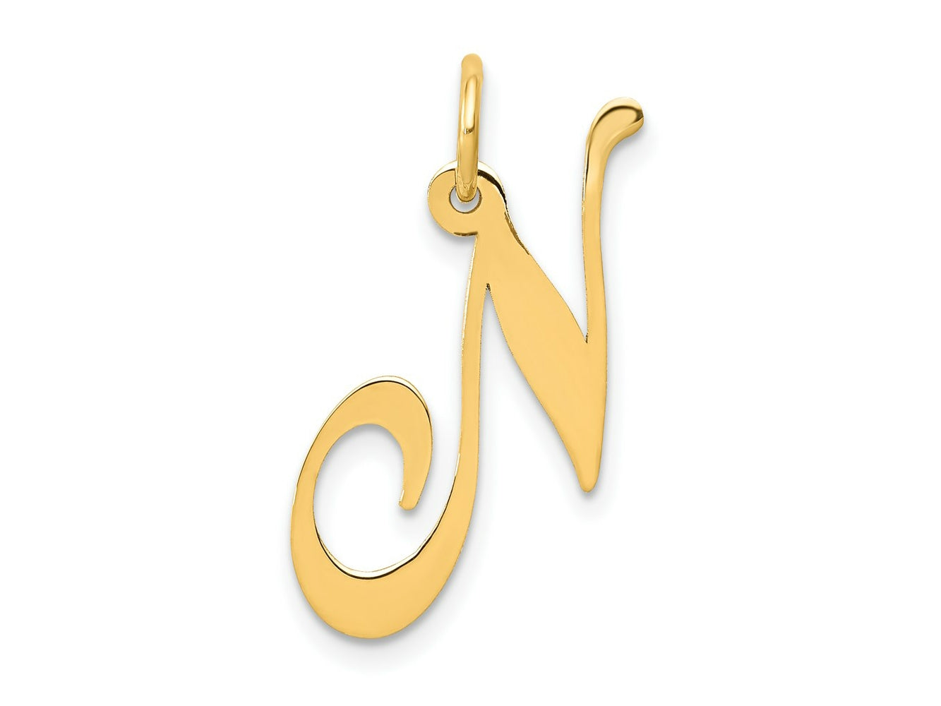 FJC Finejewelers 14 kt Yellow Gold Medium Fancy Script Letter N Initial Charm