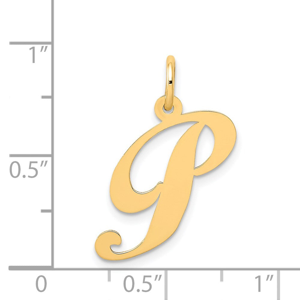 FJC Finejewelers 14 kt Yellow Gold Medium Fancy Script Letter P Initial Charm