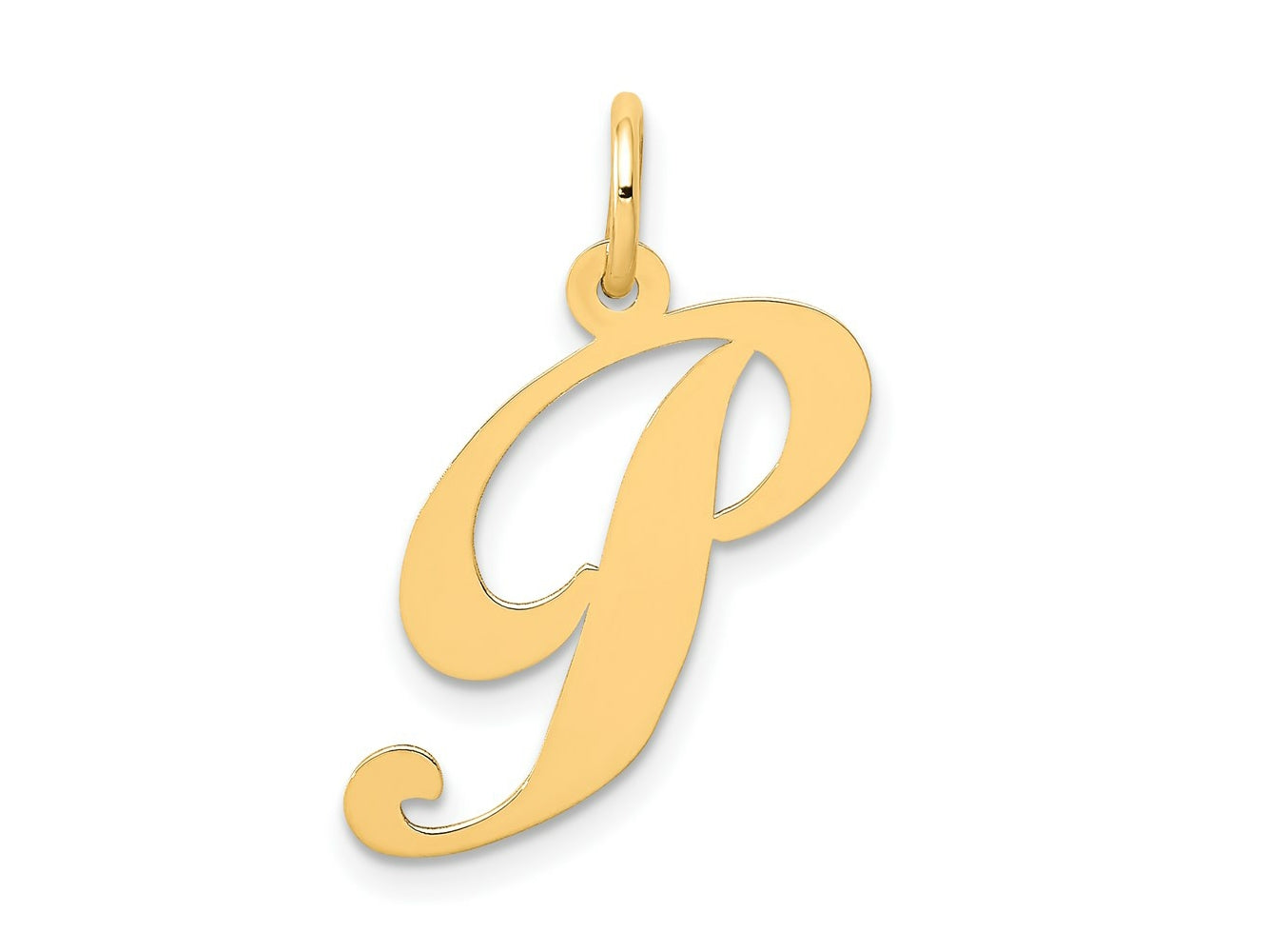 FJC Finejewelers 14 kt Yellow Gold Medium Fancy Script Letter P Initial Charm