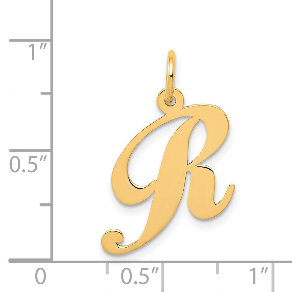 FJC Finejewelers 14 kt Yellow Gold Medium Fancy Script Letter R Initial Charm