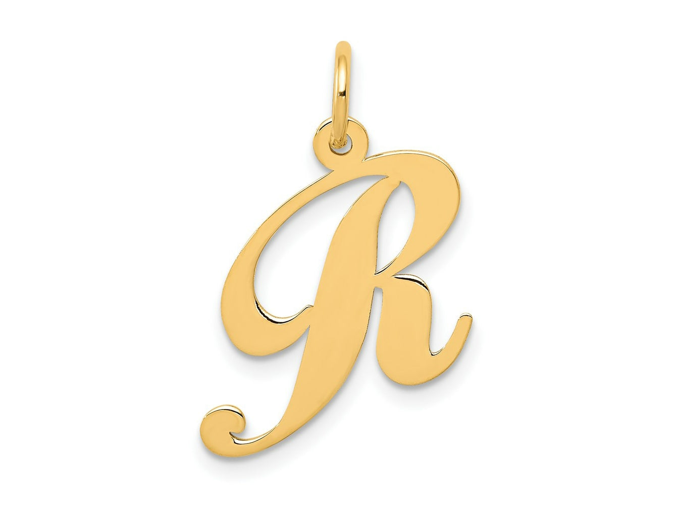 FJC Finejewelers 14 kt Yellow Gold Medium Fancy Script Letter R Initial Charm