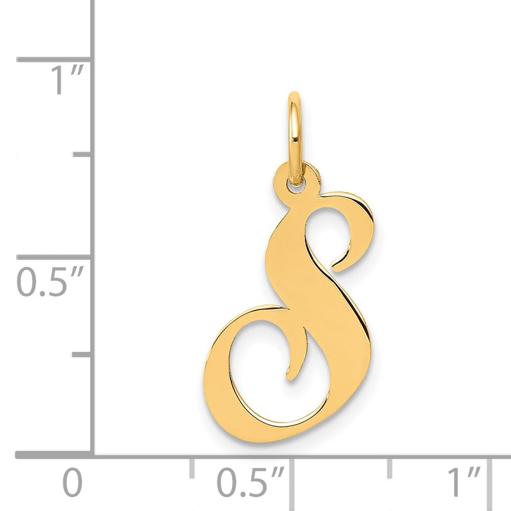 FJC Finejewelers 14 kt Yellow Gold Medium Fancy Script Letter S Initial Charm