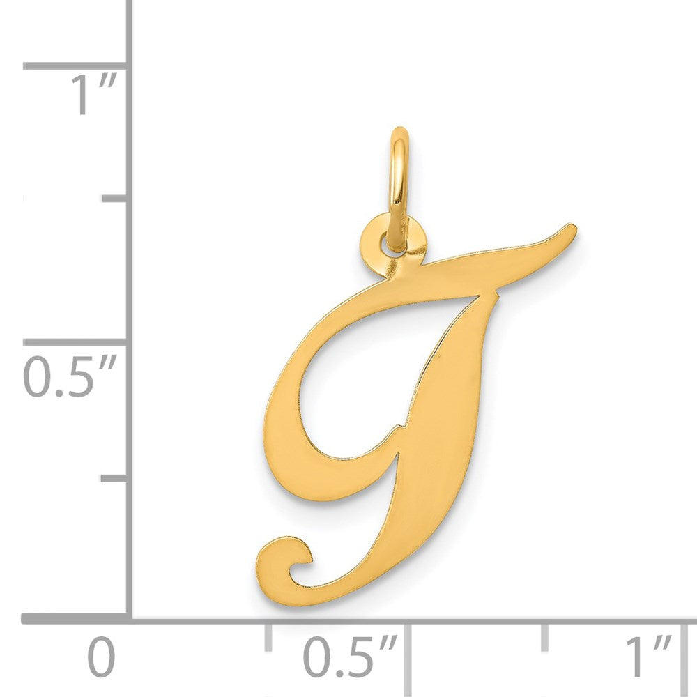 FJC Finejewelers 14 kt Yellow Gold Medium Fancy Script Letter T Initial Charm