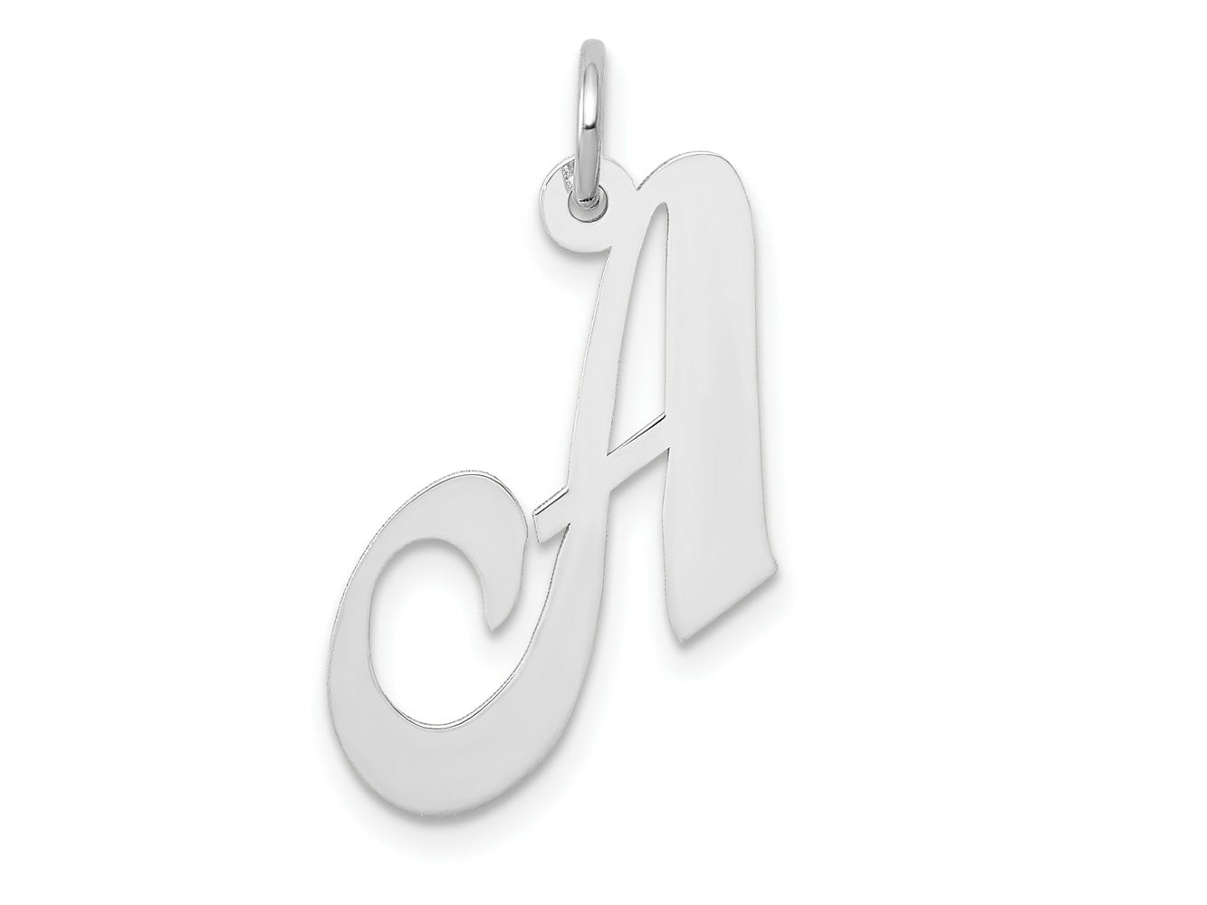 FJC Finejewelers 14 kt White Gold Medium Fancy Script Letter A Initial Charm 14 mm x 20 mm