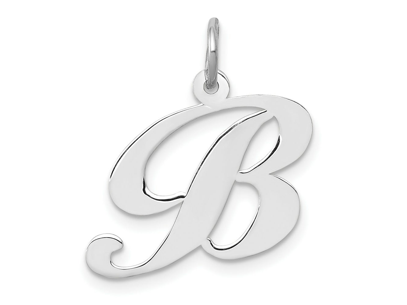 FJC Finejewelers 14 kt White Gold Medium Fancy Script Letter B Initial Charm 15 mm x 19 mm