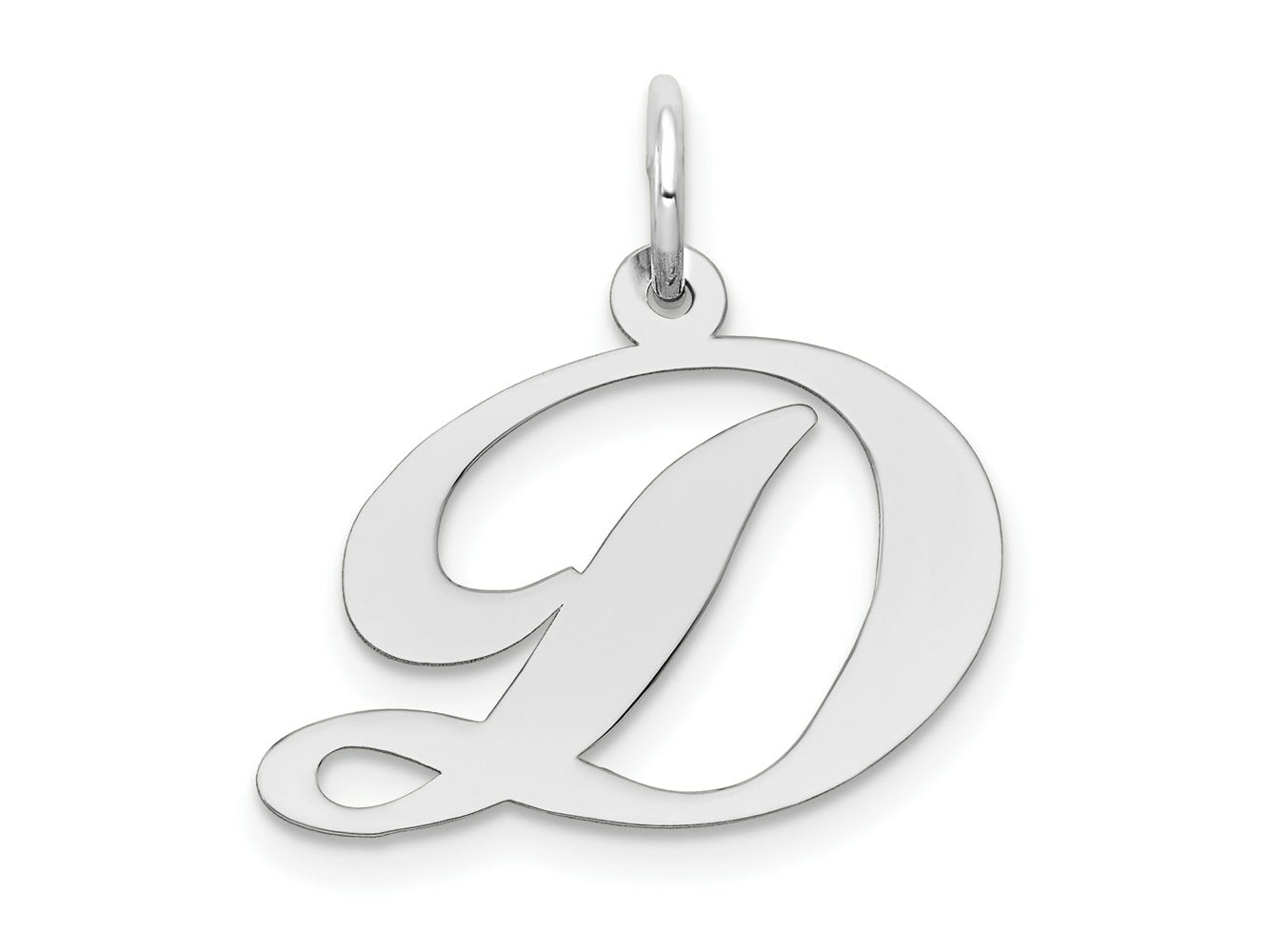 FJC Finejewelers 14 kt White Gold Medium Fancy Script Letter D Initial Charm 15 mm x 19 mm