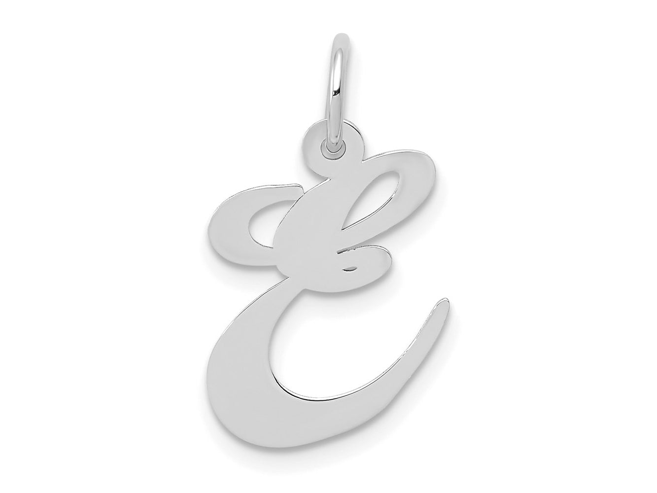 FJC Finejewelers 14 kt White Gold Medium Fancy Script Letter E Initial Charm