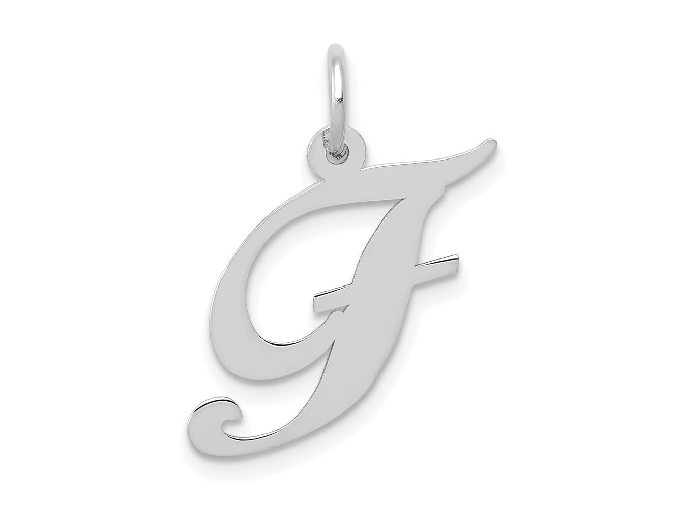 FJC Finejewelers 14 kt White Gold Medium Fancy Script Letter F Initial Charm