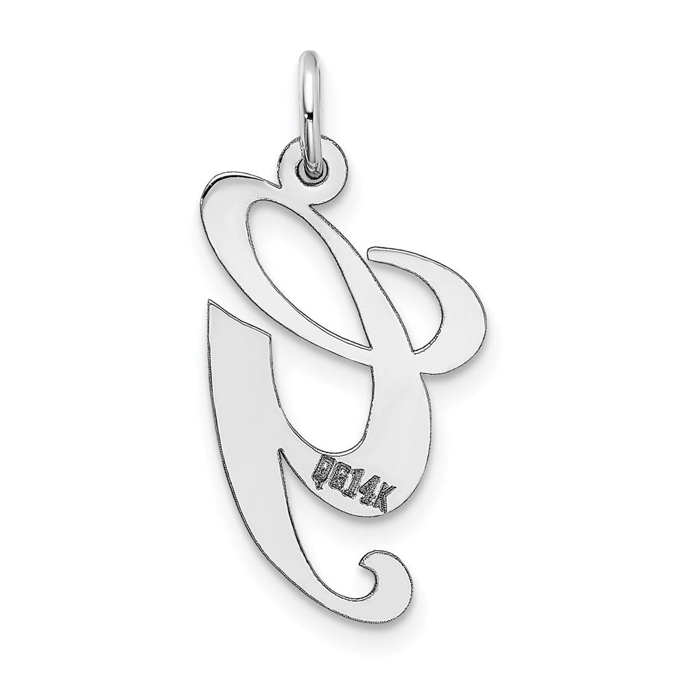 FJC Finejewelers 14 kt White Gold Medium Fancy Script Letter G Initial Charm