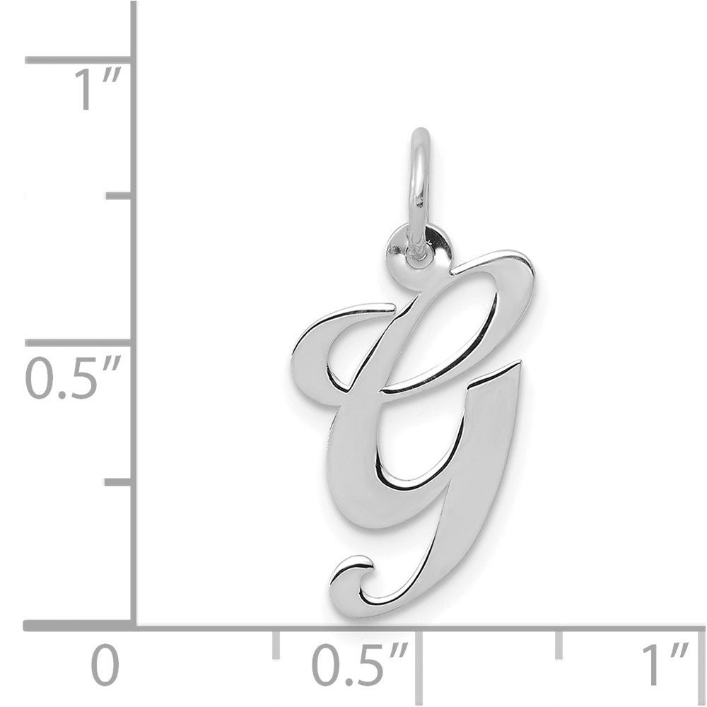 FJC Finejewelers 14 kt White Gold Medium Fancy Script Letter G Initial Charm