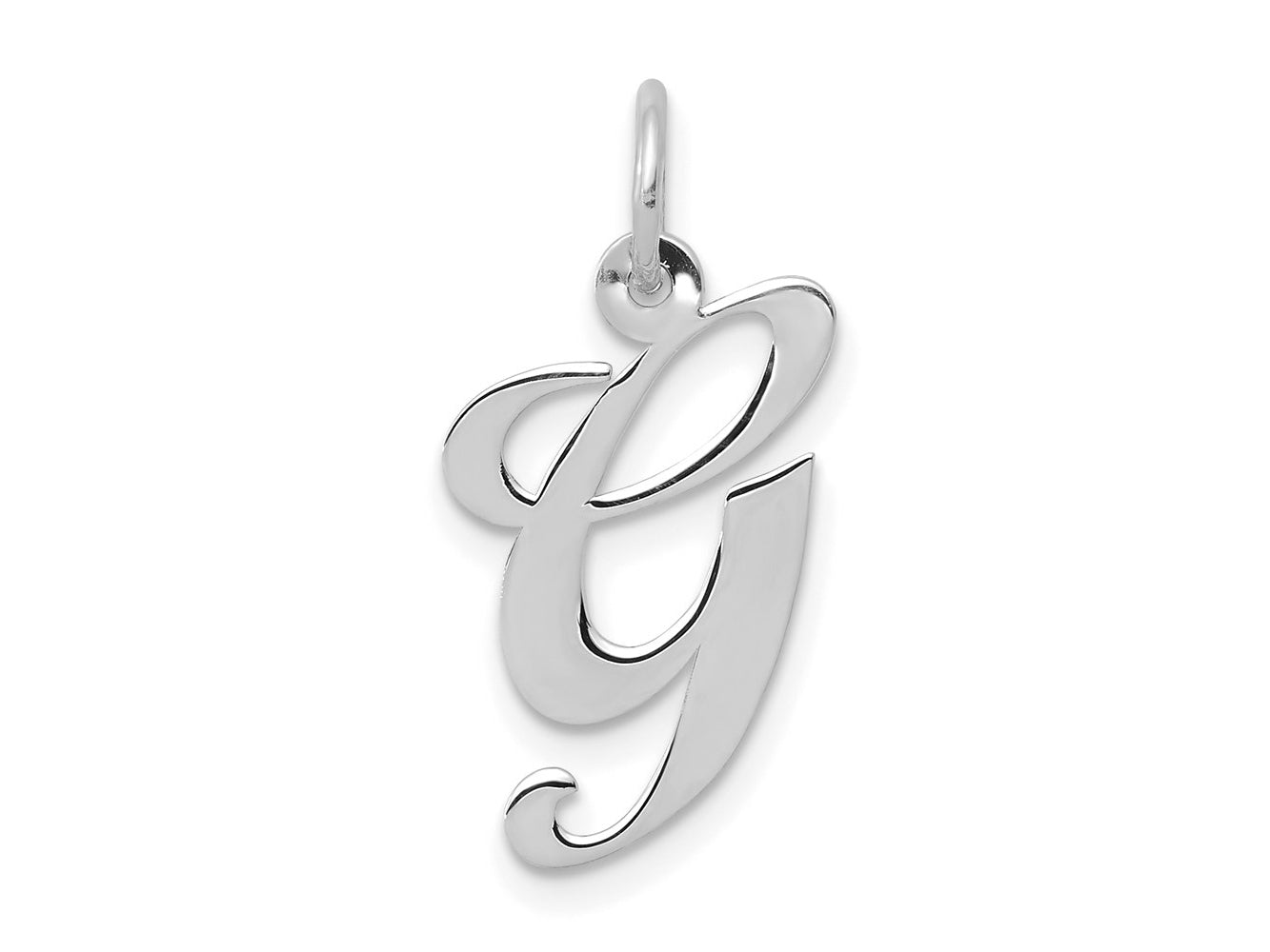 FJC Finejewelers 14 kt White Gold Medium Fancy Script Letter G Initial Charm
