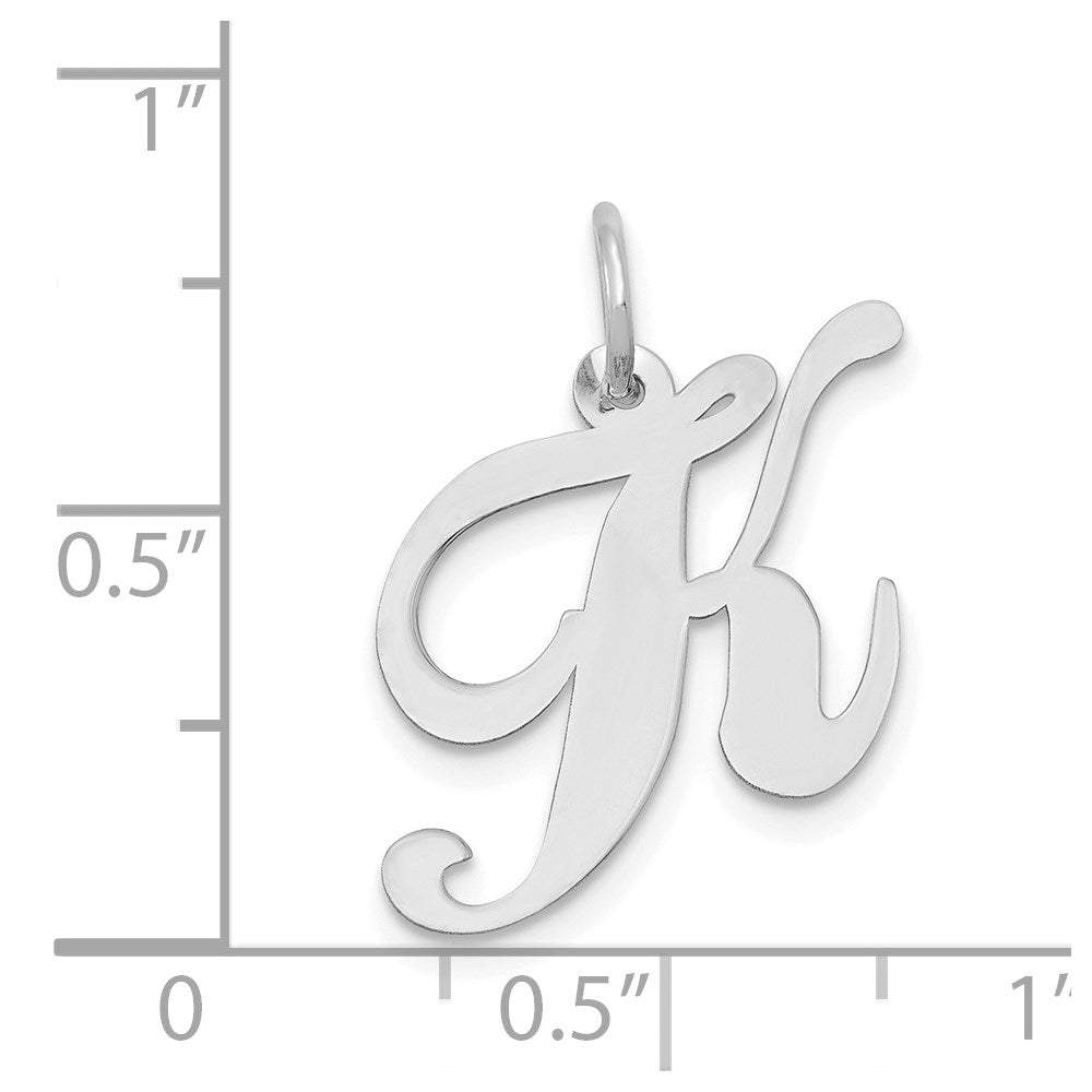 FJC Finejewelers 14 kt White Gold Medium Fancy Script Letter K Initial Charm