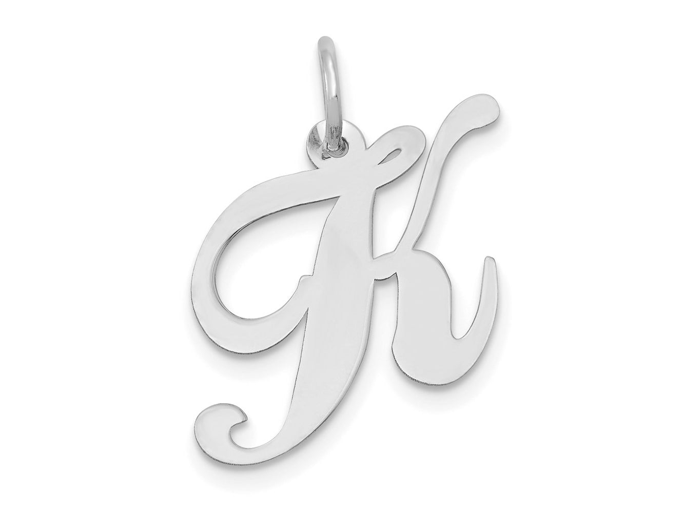 FJC Finejewelers 14 kt White Gold Medium Fancy Script Letter K Initial Charm