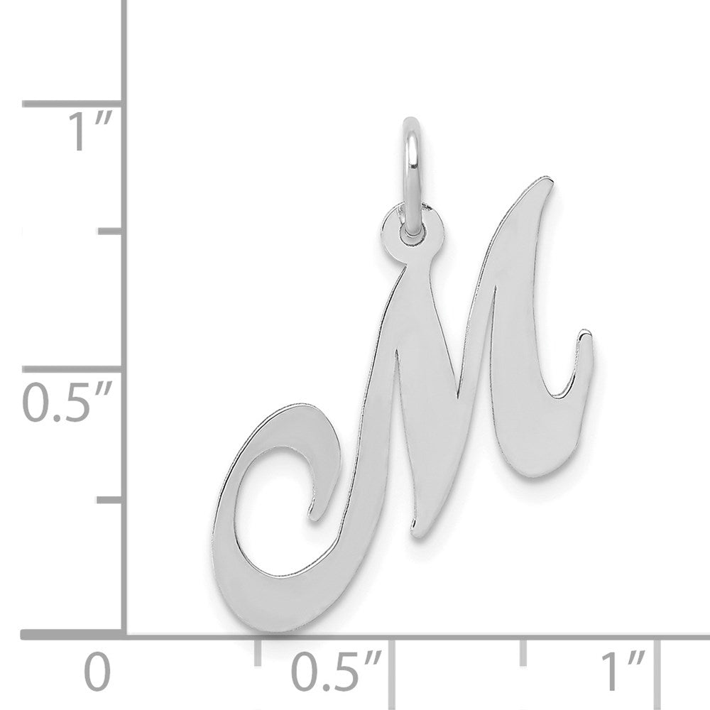 FJC Finejewelers 14 kt White Gold Medium Fancy Script Letter M Initial Charm