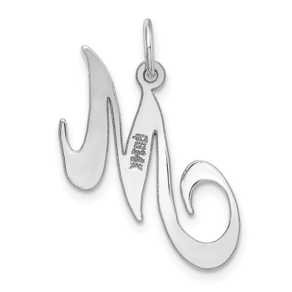 FJC Finejewelers 14 kt White Gold Medium Fancy Script Letter M Initial Charm