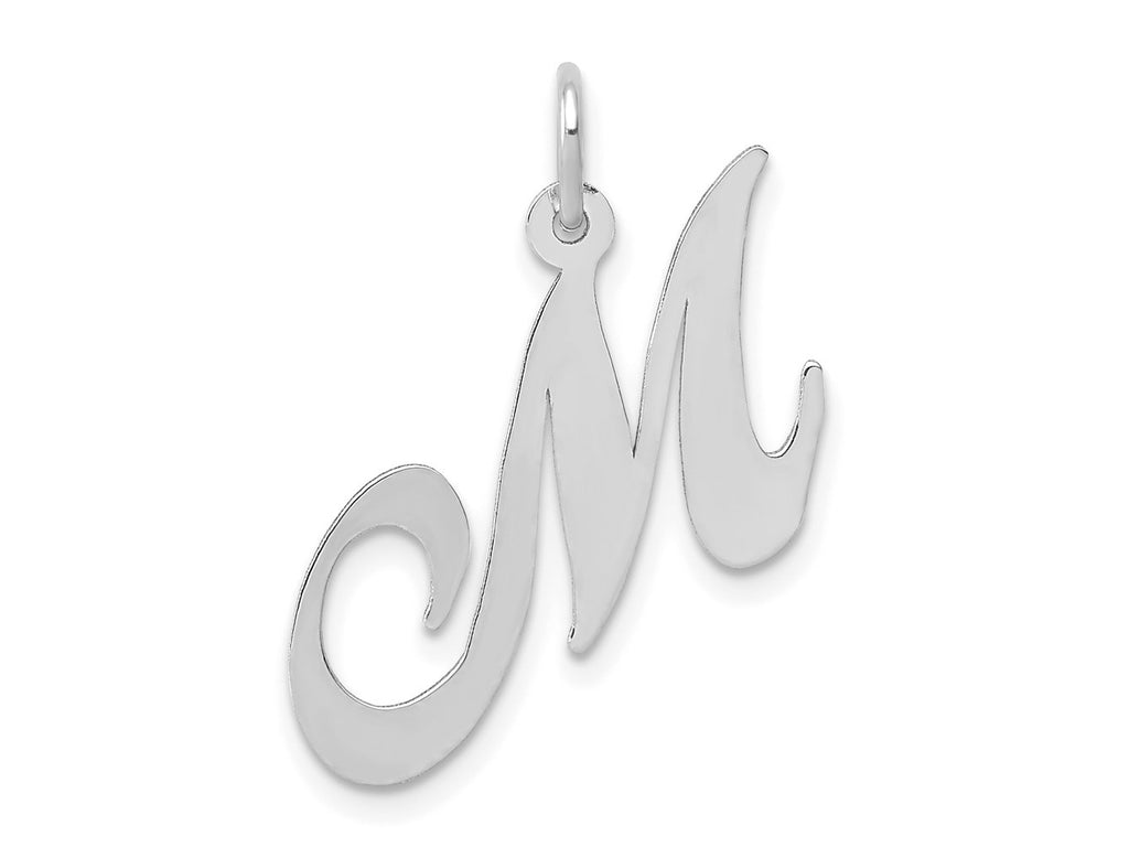 FJC Finejewelers 14 kt White Gold Medium Fancy Script Letter M Initial Charm