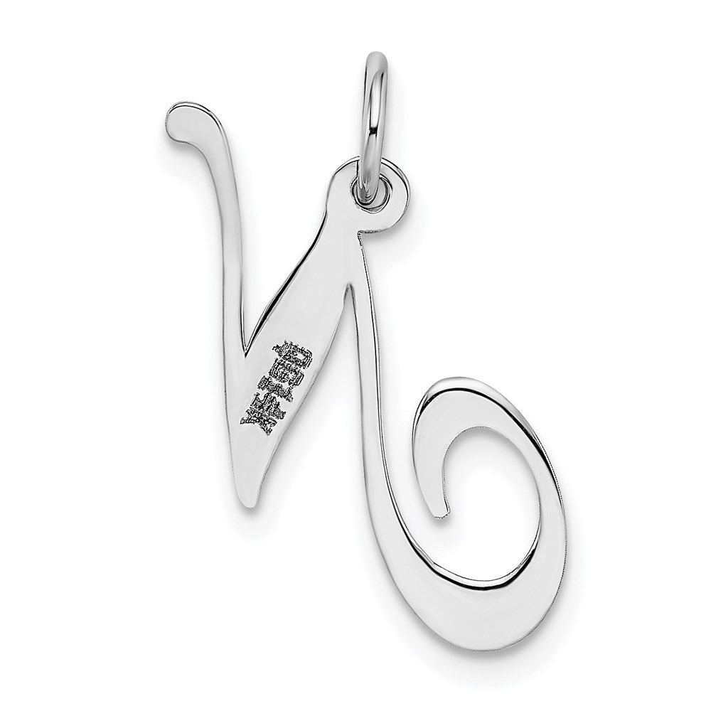 FJC Finejewelers 14 kt White Gold Medium Fancy Script Letter N Initial Charm