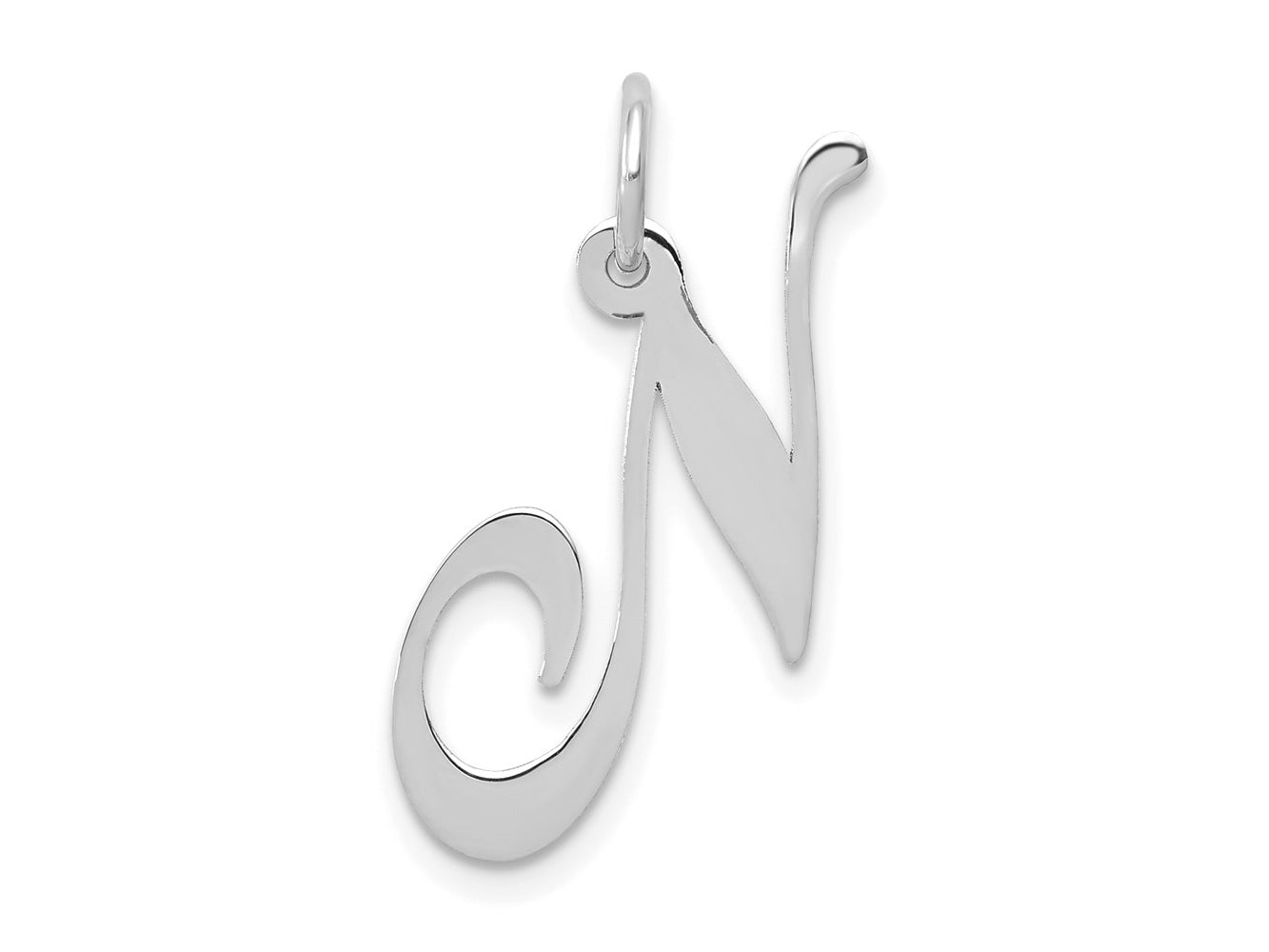 FJC Finejewelers 14 kt White Gold Medium Fancy Script Letter N Initial Charm