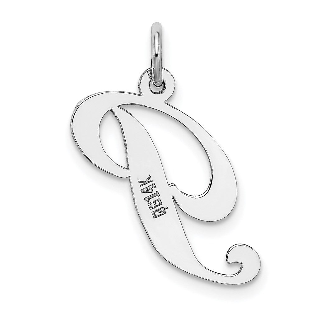 FJC Finejewelers 14 kt White Gold Medium Fancy Script Letter P Initial Charm